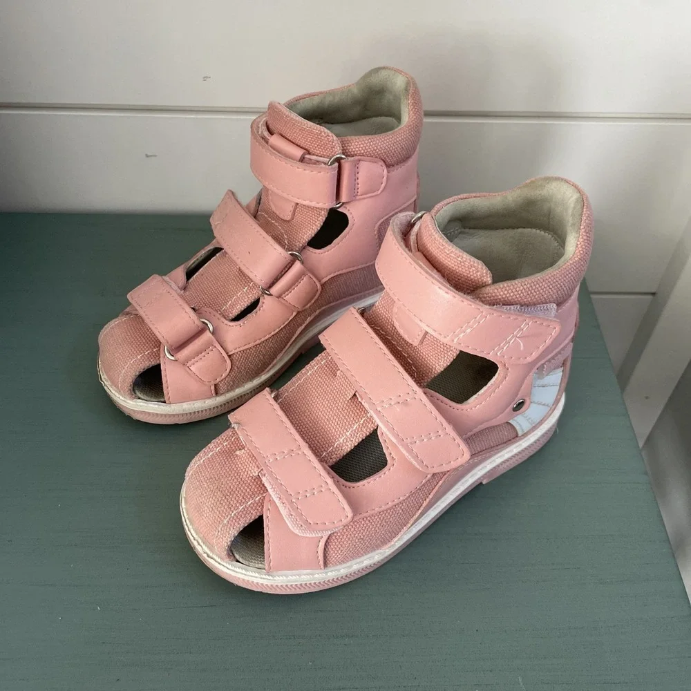 Princepard Kids Orthopedic Sneakers Pink Hook Loop Toddler Shoes EU25